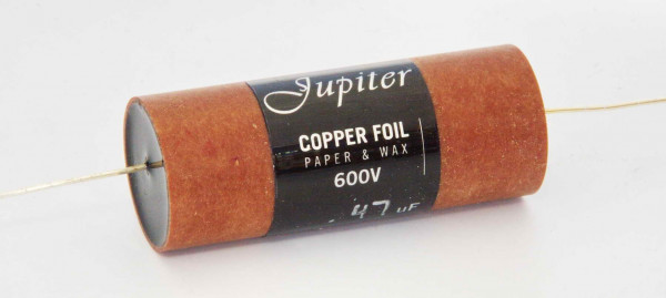 V-JCPW470600 Jupiter Condenser Round COPPER, WAX & PAPER, 0.47uF 600VDC